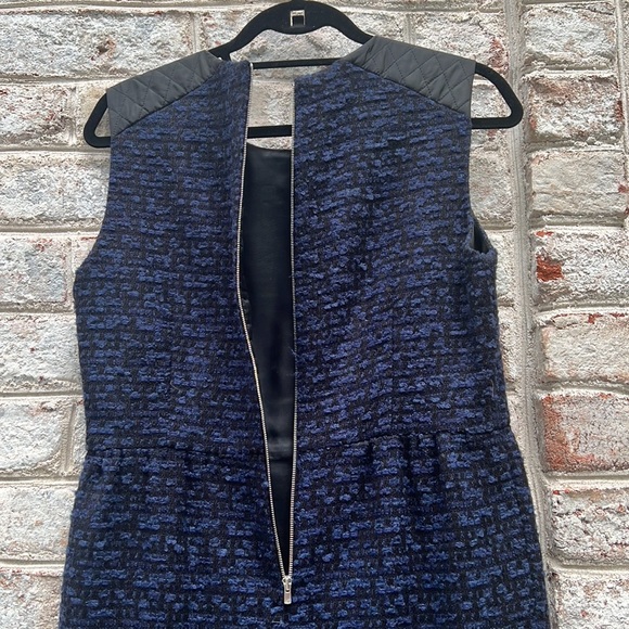 Sandro Navy Blue and Black Tweed and Wool Dress - Picture 8 of 13